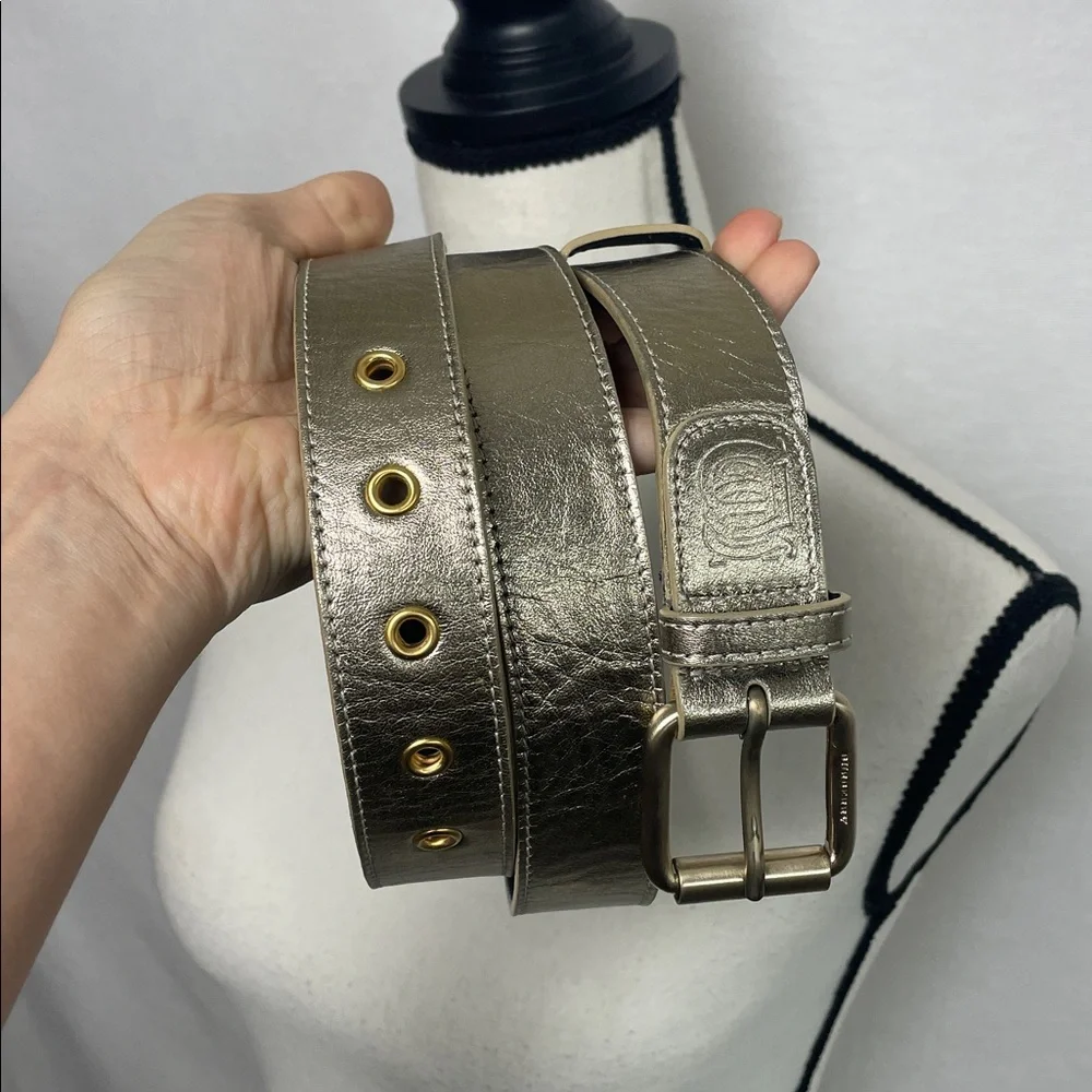 Burberry Metallic Belt London 36 90 made Italy leather